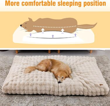 Килимок для собак BingoPaw: великий, миючий, м'який, водонепроникний, з антиковзаючою основою, 90x60x10 см (XL: 105x70x12 см, Бежевий)