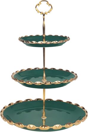 Керамічна підставка для капкейків YA JU на 3 яруси, 3-ярусна вежа для випічки, підставка для десертів, цукерок, фруктів, Candy Bar, вечірки, декор, найкращий подарунок (Зелена)