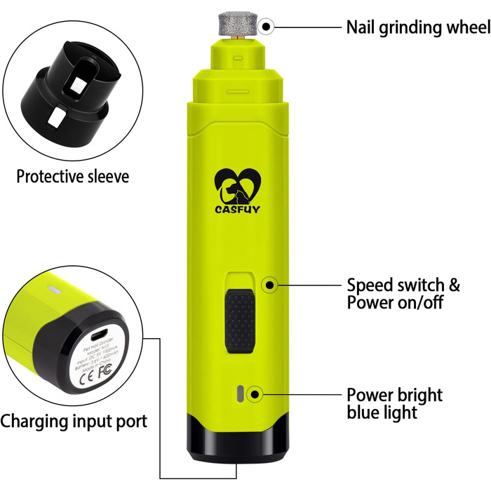 Електричний триммер для собак та котів Casfuy - професійний, 2 швидкості, акумуляторний, для маленьких та середніх порід