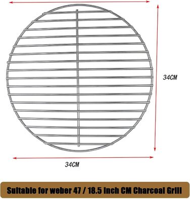 Колер-решітка Denmay 34 см для грилів Weber 47 см (One-Touch, Bar-B-Kettle, Smokey Mountain Cooker) 7440