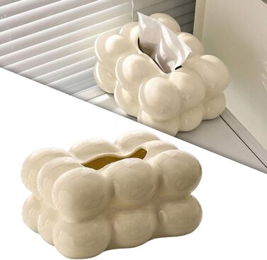 Fenteer Creative Tissue Box Cover, Rectangular Decorative Tissue Holder for Desks and Tables, Kitchen, Office, Home Decoration, White