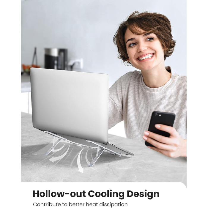 Підставка для ноутбука UGREEN з регулюванням висоти, алюміній, 5 рівнів, вентиляція, ергономічна, до 17.3 дюймів, сумісна з MacBook, Asus, Acer, HP, Dell