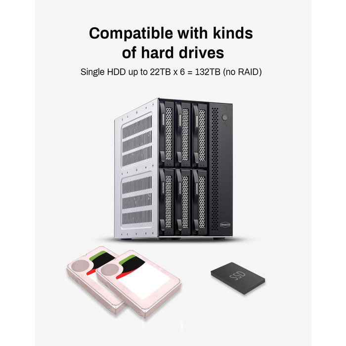 TERRAMASTER Корпус для жорстких дисків 4 відсіки, Rackmount, USB 3.2 Gen2, 10 Gbit/s, Hot-Swap, Plug-and-Play (без HDD), D6-320