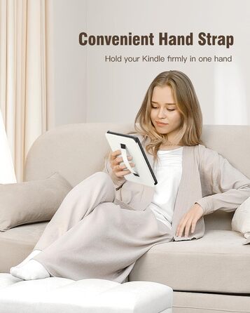 Чохол MoKo для Kindle Paperwhite (12-ге покоління, 2024) та Kindle Colorsoft Signature Edition (2024), з петлею для руки, авто-ввімкнення/вимкнення, Agave Grün (рожеві квіти)