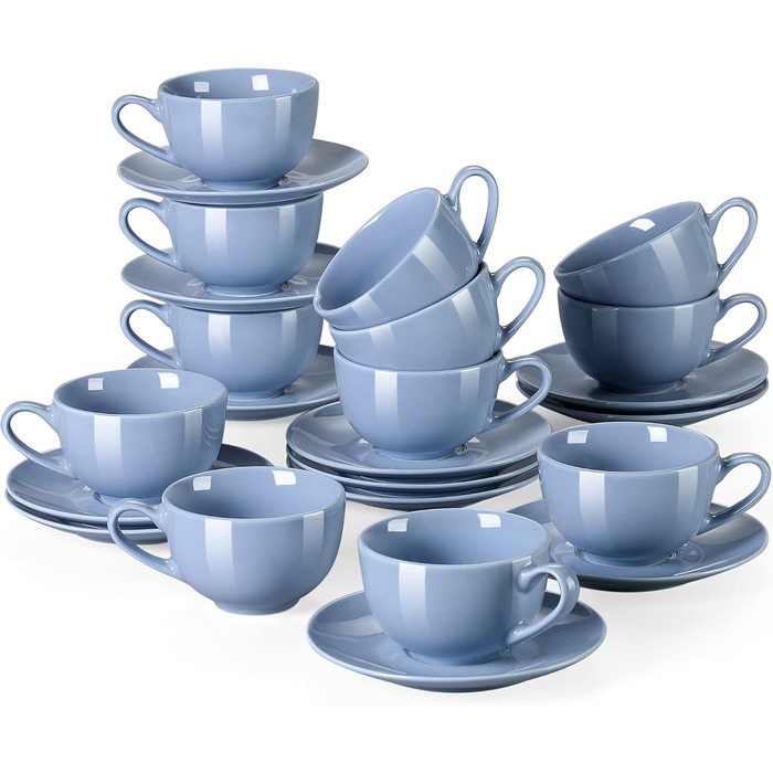 Набір кавових чашок Lovelasa Sweet 12 шт. з блюдцями, 230 мл, білий, для 6 осіб