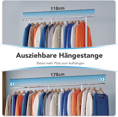 Стійка для одягу на колесах HOKEEPER, подвійна, вантажопідйомність до 283 кг