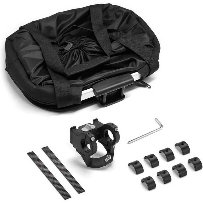 Складаний водонепроникний кошик на кермо велосипеда, знімний, з алюмінієвого сплаву, для собак та котів, для походів, пікніків та покупок (Чорний)