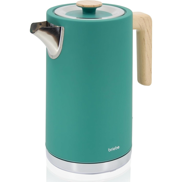 Набір для сніданку Briebe Nordic: тостер на 2 тости з підставою для бургерів та електрочайник 1.7л, 6 режимів підсмажування, зелений