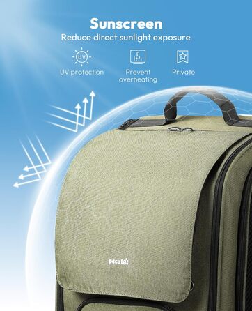 Плед-рюкзак для кота Pecute з сіткою, портативний та складаний, дихаючий та легкий, для собак та котів, 42*32*26 см, оливковий