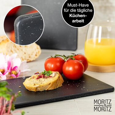 Набір з 2 дерев'яних обробних дощок Moritz & Moritz, 25 x 15 см, з граніту, BPA free, для сніданку, гігієнічні, придатні для миття в посудомийній машині
