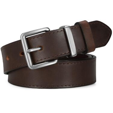 Жіночий шкіряний ремінь SUOSDEY вінтажний, для джинсів, штанів та суконь, з пряжкою золото/срібло, ширина 3.3 см (кава-срібло, розмір 92-102 см)