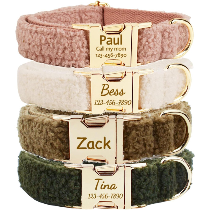 Нашийник для собак з металевою застібкою, двосторонній з іменем та номером телефону, регульований розмір, M та L (Нашийник 06)