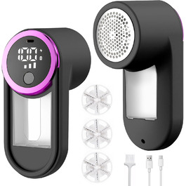 Електричний видалення ворсу Fusselrasierer: перезаряджуваний, 6 лез, USB-C, LED, 3 швидкості, великий збірник ворсу, захисний замок