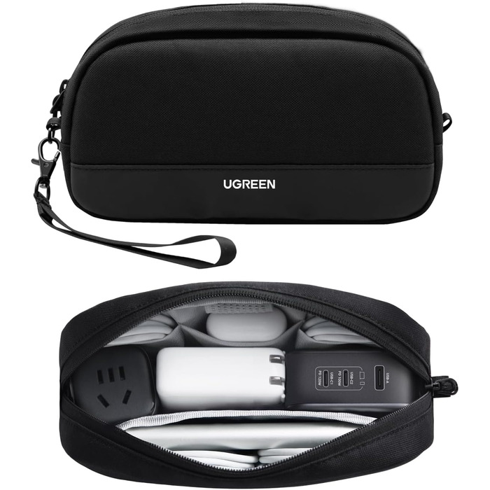 UGREEN Cable Bag Tech EDC Pouch, Cable Organizer Bag, Travel Essentials Cable Bag Organizer, Waterproof, Internal Zippered Layers, For Power Bank, Charger, Adapter, Cables, HDD