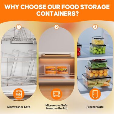Набір контейнерів для зберігання продуктів з кришкою, 30 шт. (15 контейнерів + 15 кришок), набір харчових контейнерів, не протікають, BPA-free, для Meal Prep