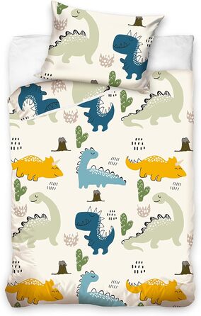 Комплект постільної білизни для ліжечка Kinderbettwäsche з динозаврами 100x135/40x60, 100% бавовна, для хлопчиків, прання при 60°C