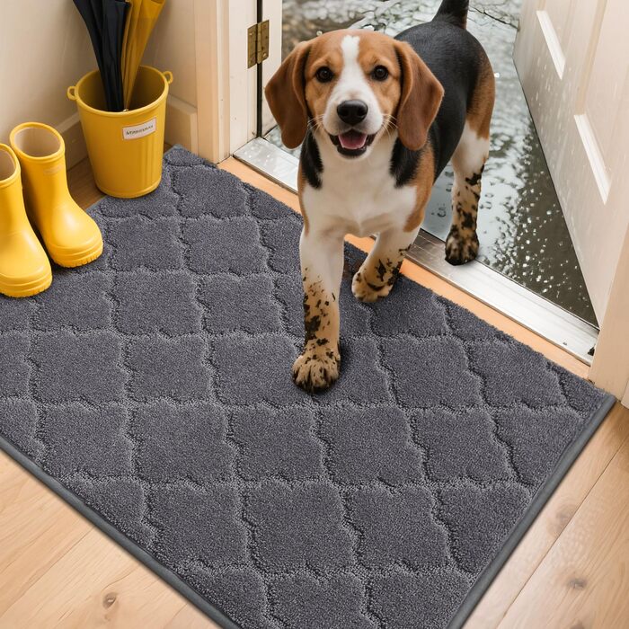 Килимок для входу COSY HOMEER 50x80 см, сірий, поглинаючий бруд, машинне прання, 1.5 см, для дому, кухні, коридору