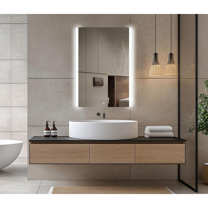 Дзеркало для ванної кімнати Venti 50x70 см з підсвічуванням, LED дзеркало для ванної кімнати, вертикальне, настінне