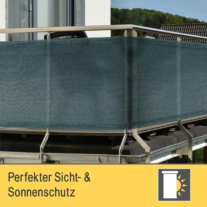 Sol Royal Shade Net 25m x 1.5m Shading Fabric 165g/m² – Dense sun protection with UV protection & cable ties for easy attachment – HDPE privacy screen green for greenhouse & fence SG80