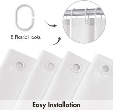 Шторка для душу MIULEE з льону, текстурована, 120x200 см, важка, готельний стиль, поліестер, водовідштовхувальна, антигрибкова, миється, тканинна шторка для ванної кімнати з 8 кільцями