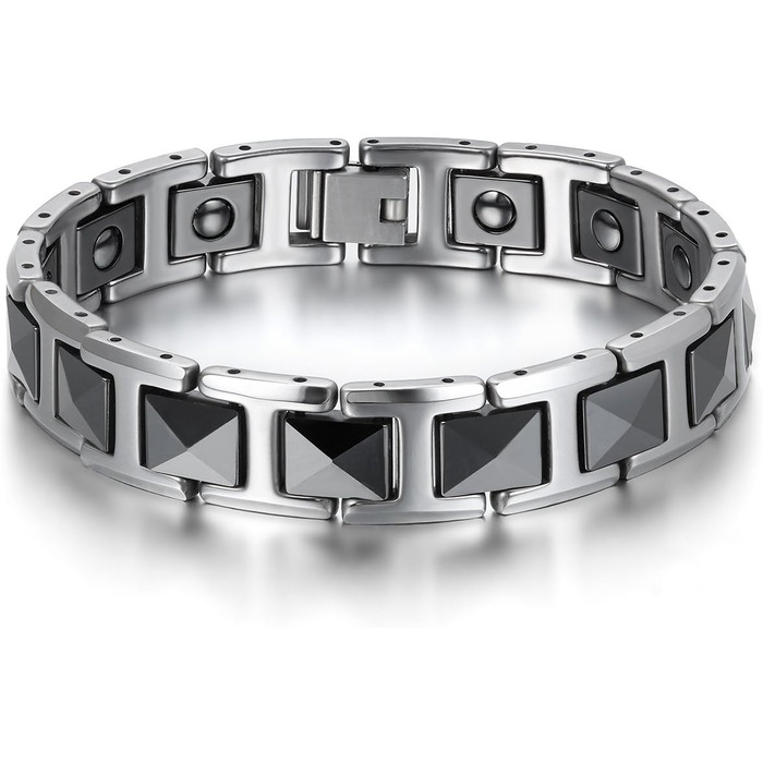 Чоловічий магнітний браслет JewelryWe, вольфрам-карбід, 12 мм, шестигранний, полірований, браслет-ланцюг, срібло/золото/чорне срібло