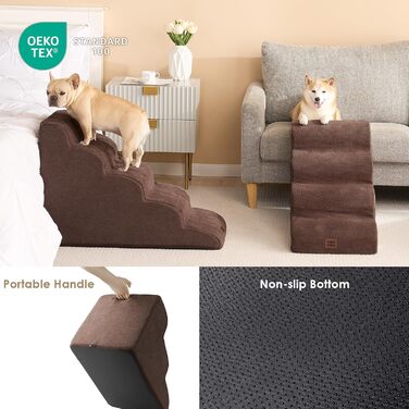 Сходинки для собак EHEYCIGA: компактні, 40 см, для маленьких собак, 3 сходинки, з миючим покриттям, сірі (T 72 x B 40 x H 50 см, коричневі)