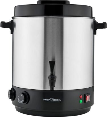 ProfiCook® Hot Beverage Machine with 7L Tank Capacity | Mulled Wine Cooker with High-Quality Stainless Steel Housing | for Heating and Keeping Warm | Punch Cooker for Mulled Wine, Tea & Coffee | PC-HGA 1196 (Black-stainless steel 32l)