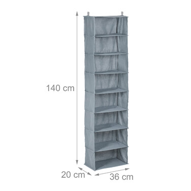 Relaxdays Hanging Shelf Closet Organizer - 8 Compartments