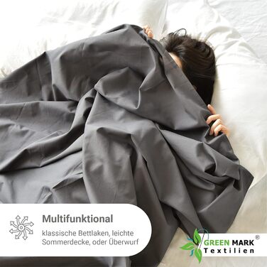 GREEN MARK Textiles 2-Pack Classic Fitted Sheets Bed Sheet 100% Cotton without Elastic Various Sizes and Colors Size: 150x250 cm, anthracite grey