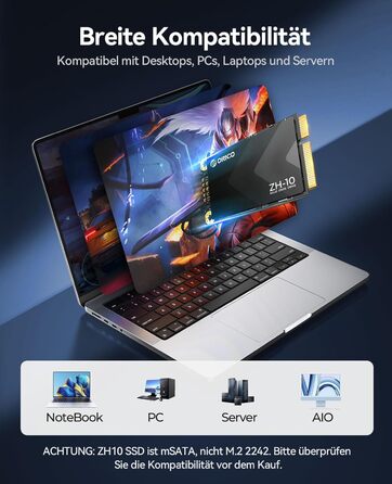 ORICO NVMe SSD 512GB M.2 PCIe 4.0 x4 - Внутрішній SSD з радіатором для ПК та ноутбуків