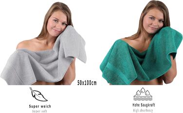 Набір рушників Betz 10 предметів, преміум якість, 100% бавовна, сірий та сріблястий (смарагдово-зелений та сріблястий)