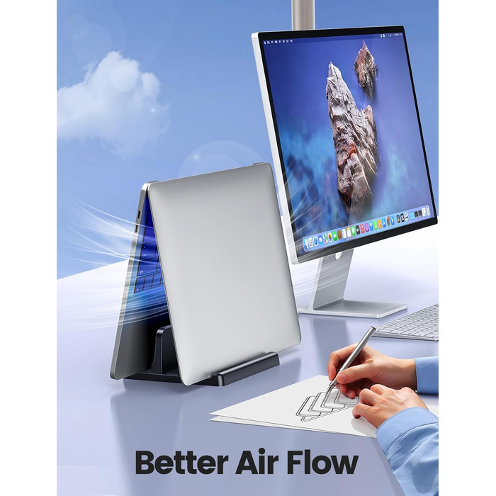 Підставка для ноутбука VAYDEER вертикальна 3в1, чорна. Сумісна з MacBook, iPad, планшетами та ноутбуками до 17.3'