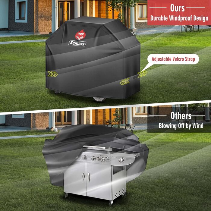Водонепроникний чохол для гриля Semoss 132 см, захисний чохол для Weber Spirit E310/E315/E330, міцна покривало для гриля, 132x66x109 см