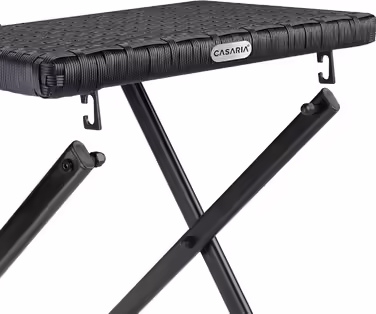 Casaria® Polyrattan Folding Stool, 75kg Load Capacity, 44x40x44cm, Foldable, Lightweight, Portable, Outdoor, Weatherproof, Garden, Terrace, Balcony, Camping Stool Chair Table 1