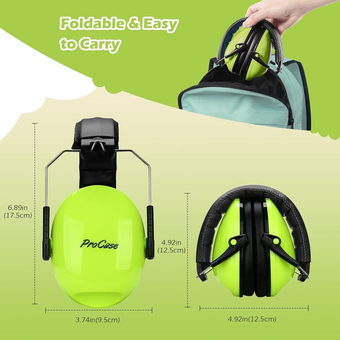 Навушники для дітей ProCase, захист від шуму NRR 2dB, для сну, подорожей, карнавалів, аутизму (блакитно-зелені, 2 шт.)