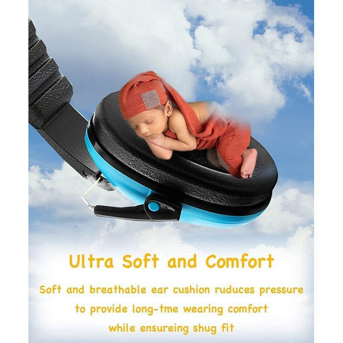 Навушники захисні для дітей Floriogra (2 шт) - капсульні, складані, блакитно-зелені, для захисту слуху від шуму (3-16 років)