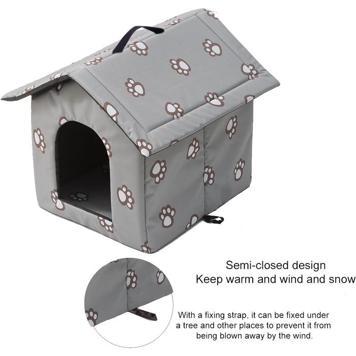 Кіт-будинок Outdoor, Будиночок для котів на вулицю, Зимові будинки для котів на вулицю, Водонепроникний, Будиночок для цуценят на вулицю, Знімний прозорий завіс (L, Сірий-2) Сірий-2 L