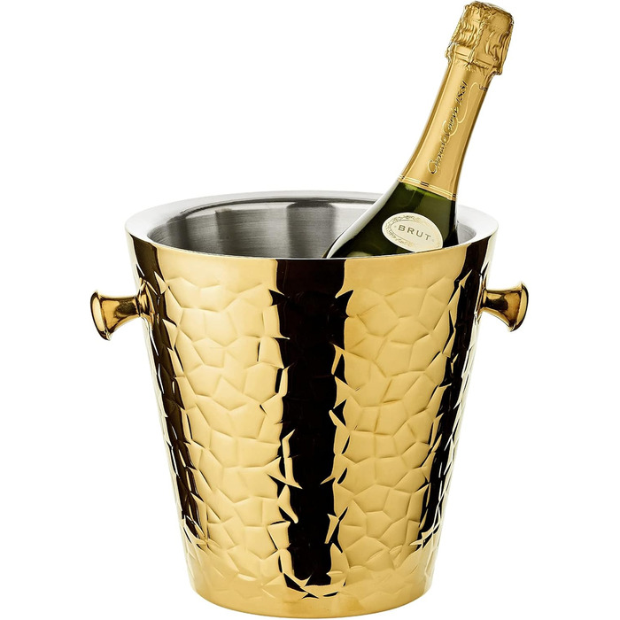 Охолоджувач для шампанського EDZARD Capri, золотий, для 1 пляшки, з підставкою, для вина, шампанського та льоду