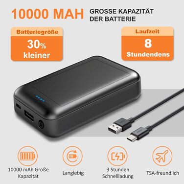 Обогріваючий жилет Daen з акумулятором 10000 mAh, 3 рівня температури та 4 зони нагріву, для активного відпочинку та мотоспорту (XXL, Чорний)