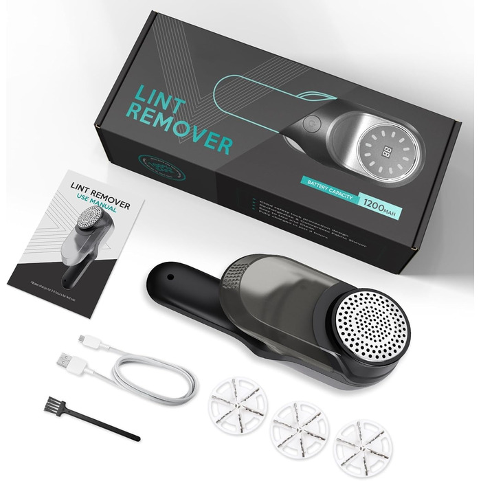 Електричний видальник ворсу Fusselrasierer з USB-зарядкою, LED-дисплеєм та 6-ма лезами. Для одягу, меблів. 2 режими потужності