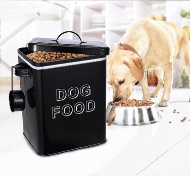 Контейнер для корму для собак Pethiy, 6.5 літрів, метал, з міркою, білий