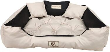 Ліжко для собак та котів KingDog з двома подушками, м'який корзинка для тварин, водонепроникне ліжко для домашніх улюбленців (M 75x65 см, Бежевий)