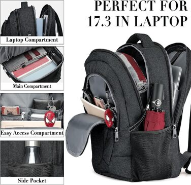 Чоловічий рюкзак BIKROD: великий, водонепроникний, з USB-портом для зарядки, 17.3