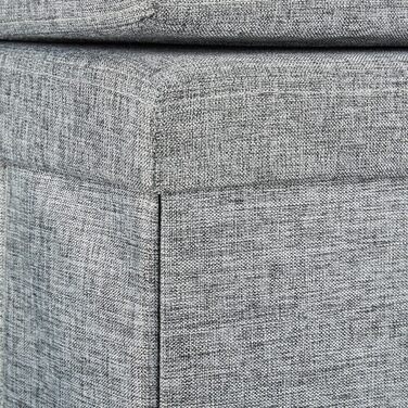 Складаний пуф Relaxdays з спинкою, 73x76x38 см, сіра лавка-скриня з лляної тканини, з місцем для зберігання та кришкою