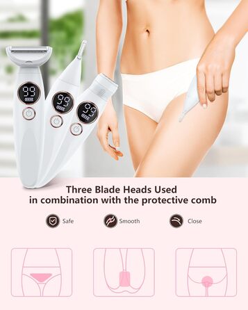 Електричний жіночий тример 3-в-1 для тіла, обличчя, бікіні та ніг. Вологостійкий IPX7, USB-зарядка, білий