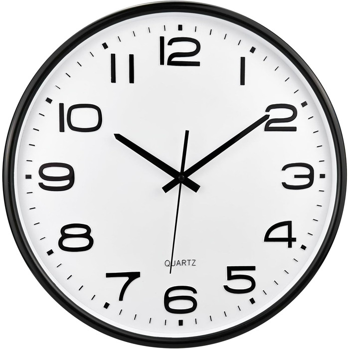 Plumeet 40.6cm Extra Large Wall Clock, Non-Ticking Silent Quartz Decorative Clocks, Modern Style Good for Living Room, Kitchen, Living Room, Bedroom, Office, Large 3D Number Display (White)