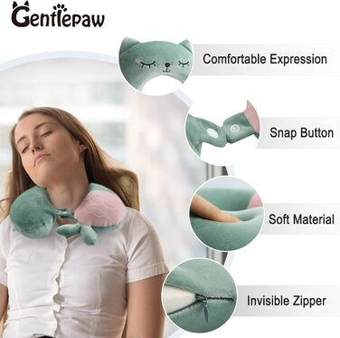 Дитяча подушка для шиї Memory Foam, U-подібна подушка для подорожей (літак, авто, поїзд), знімний чохол (зелена)