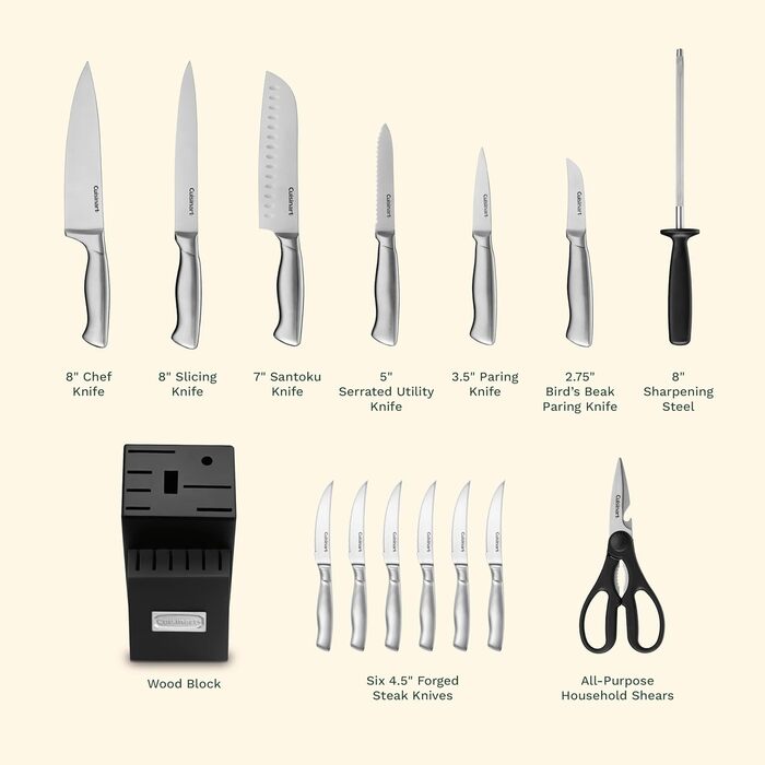 Cuisinart 15-Piece Stainless Steel Hollow Handle Knife Block Set
