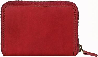 Benthill Wallet Women's Small Genuine Leather | Wallet with RFID Protection | Flat Slim Card Holder with Zipper & 6 Card Slots, Color: Red