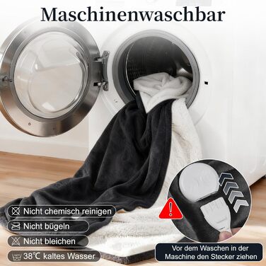 Електрична ковдра Netraty з автовимкненням 130x180 см, 8 режимів нагріву, таймер 1-12 годин, захист від перегріву, пральна машина, фланель-шерпа, сіра для дому та офісу